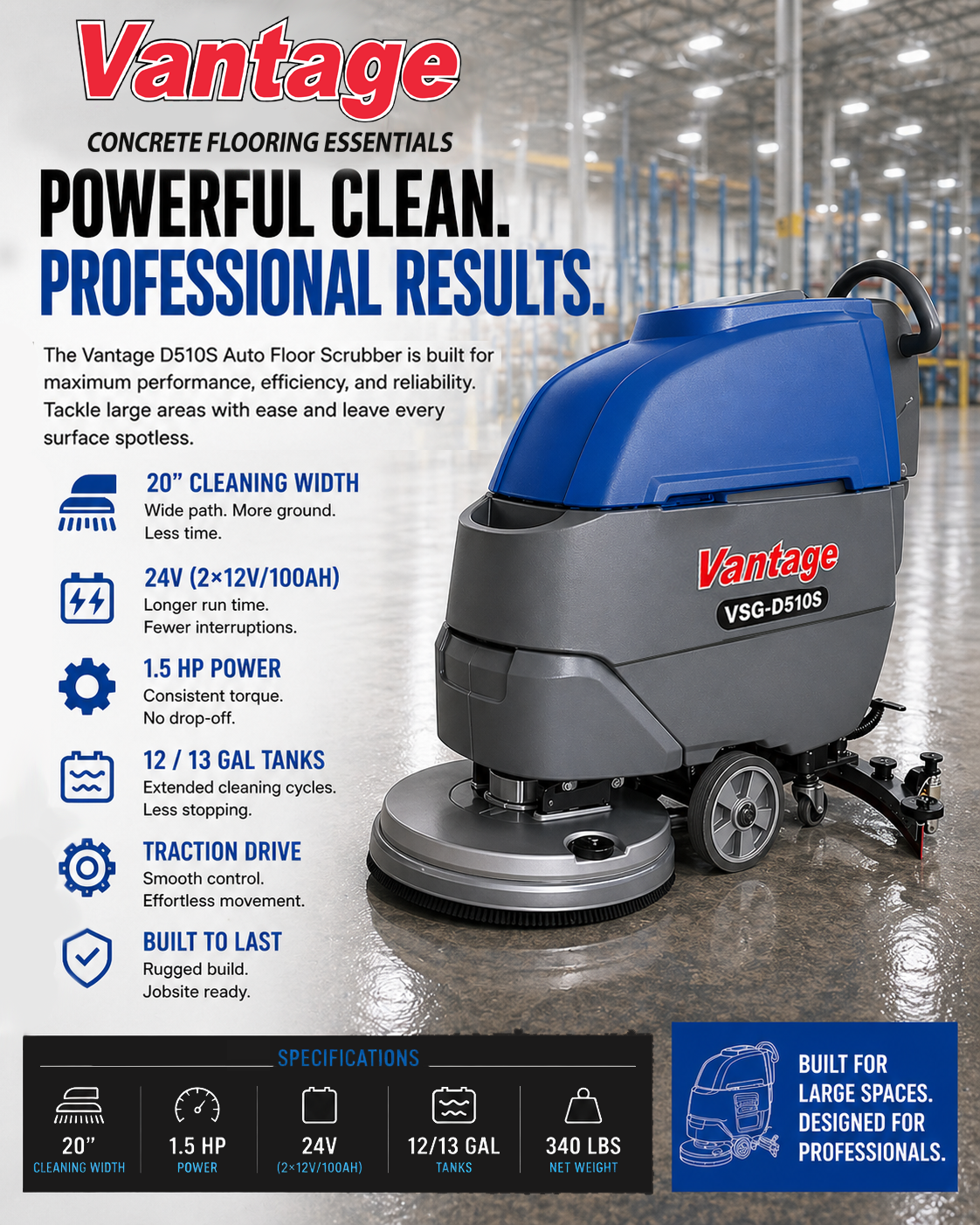 Vantage Floor Scrubbers | Commercial & Industrial Cleaning Equipment ...